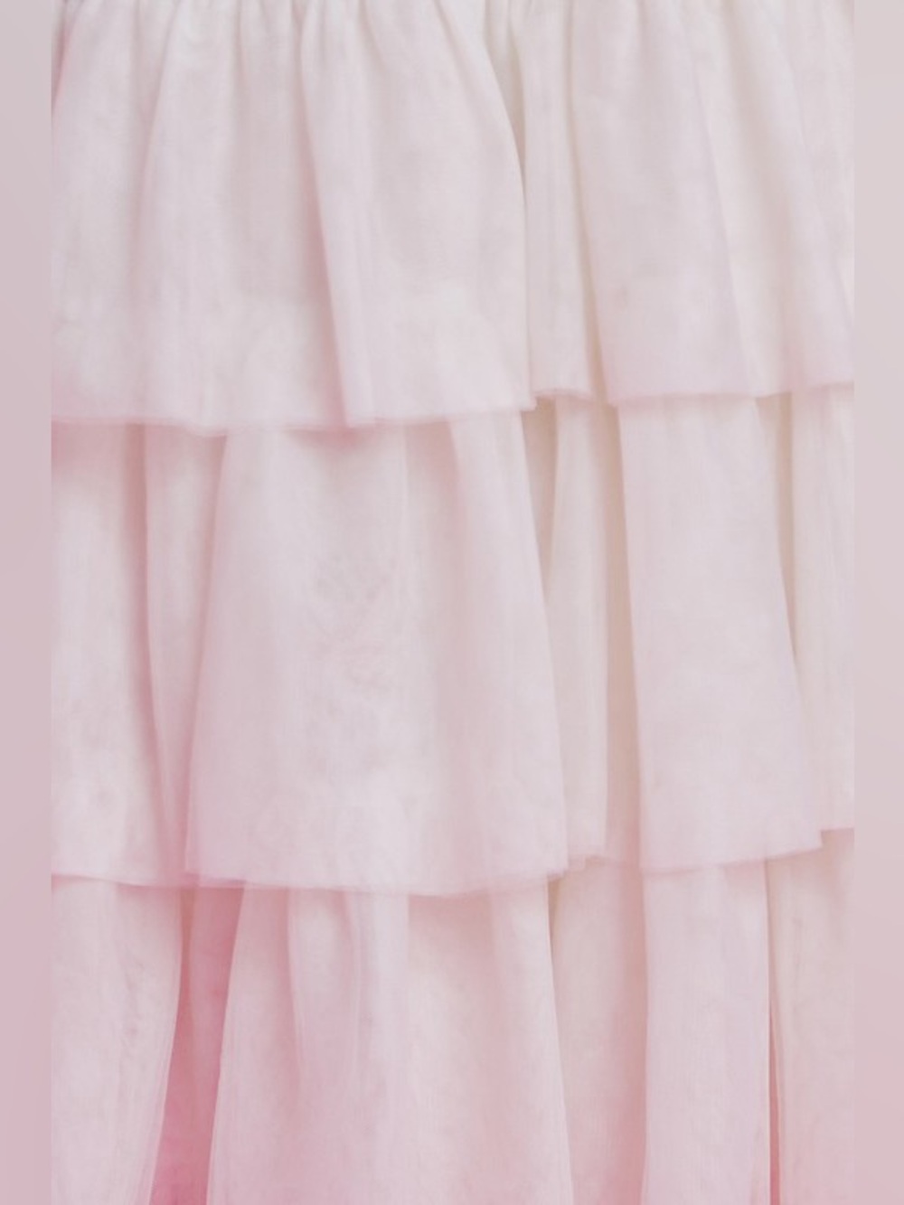 NWT Luxury Off White Tiered Ruffle Soft Tulle Lined Maxi Skirt - Picture 4 of 6